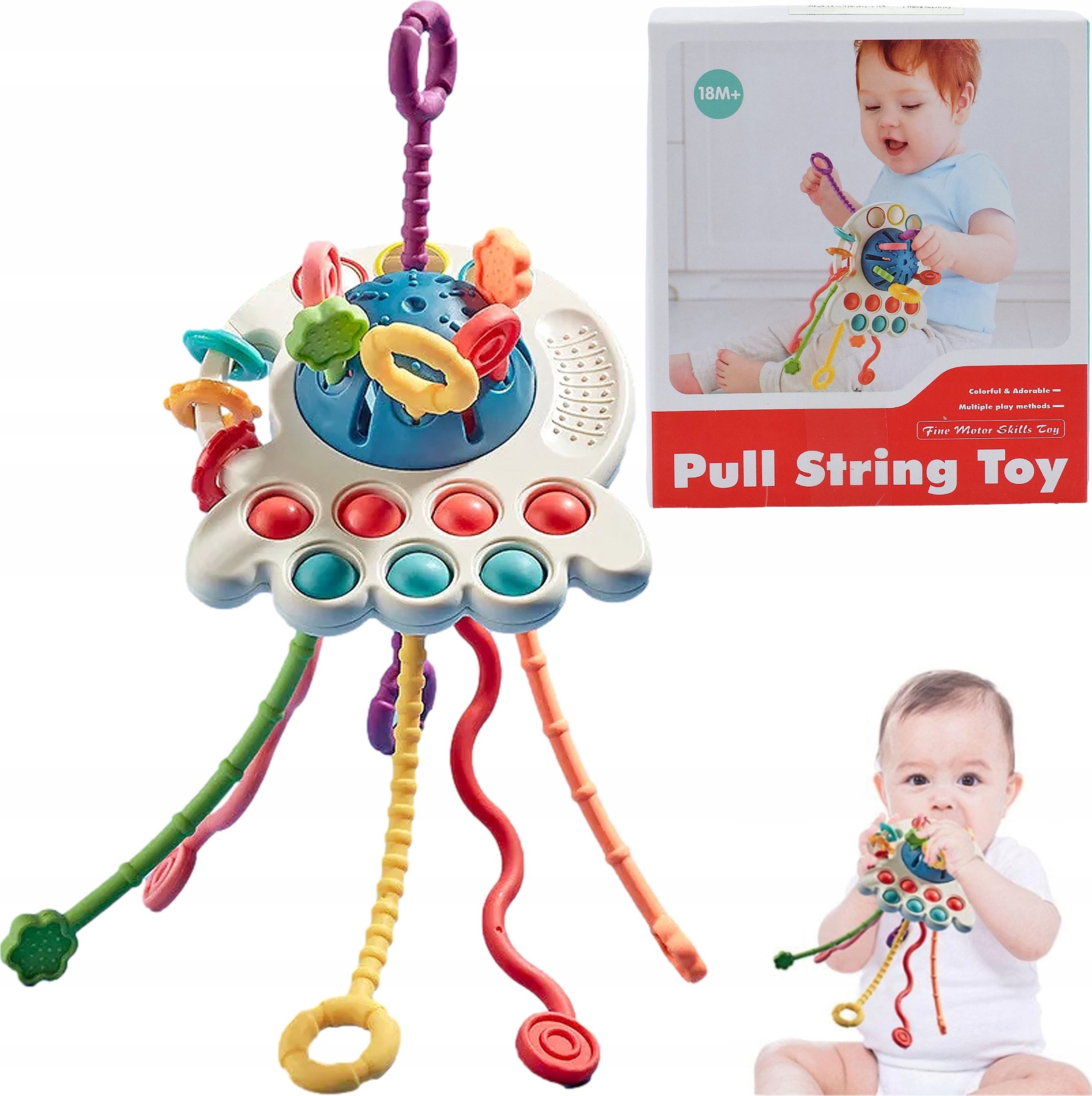 Skleplolki ZABAWKA SENSORYCZNA EDUKACYJNA SZNURKI GRYZAK GRZECHOTKA ZABAWKI DLA DZIECI