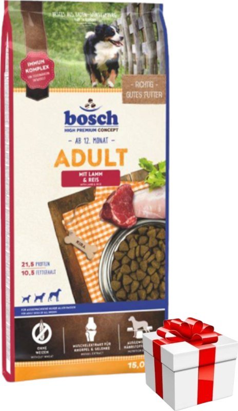 Bosch Bosch Adult Lamb & Rice, jagnięcina i ryż (nowa receptura) 15kg + NIESPODZIANKA DLA PSA GRATIS!