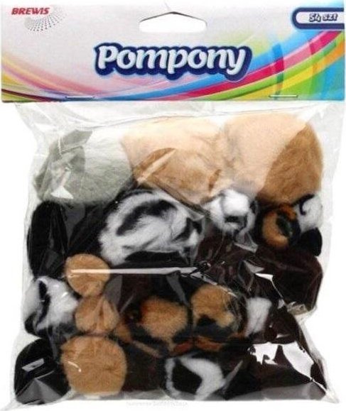 BREWIS Pompony POM16 zwierzęta mix rozmiarów (10, 20, 30, 50 mm) 54szt