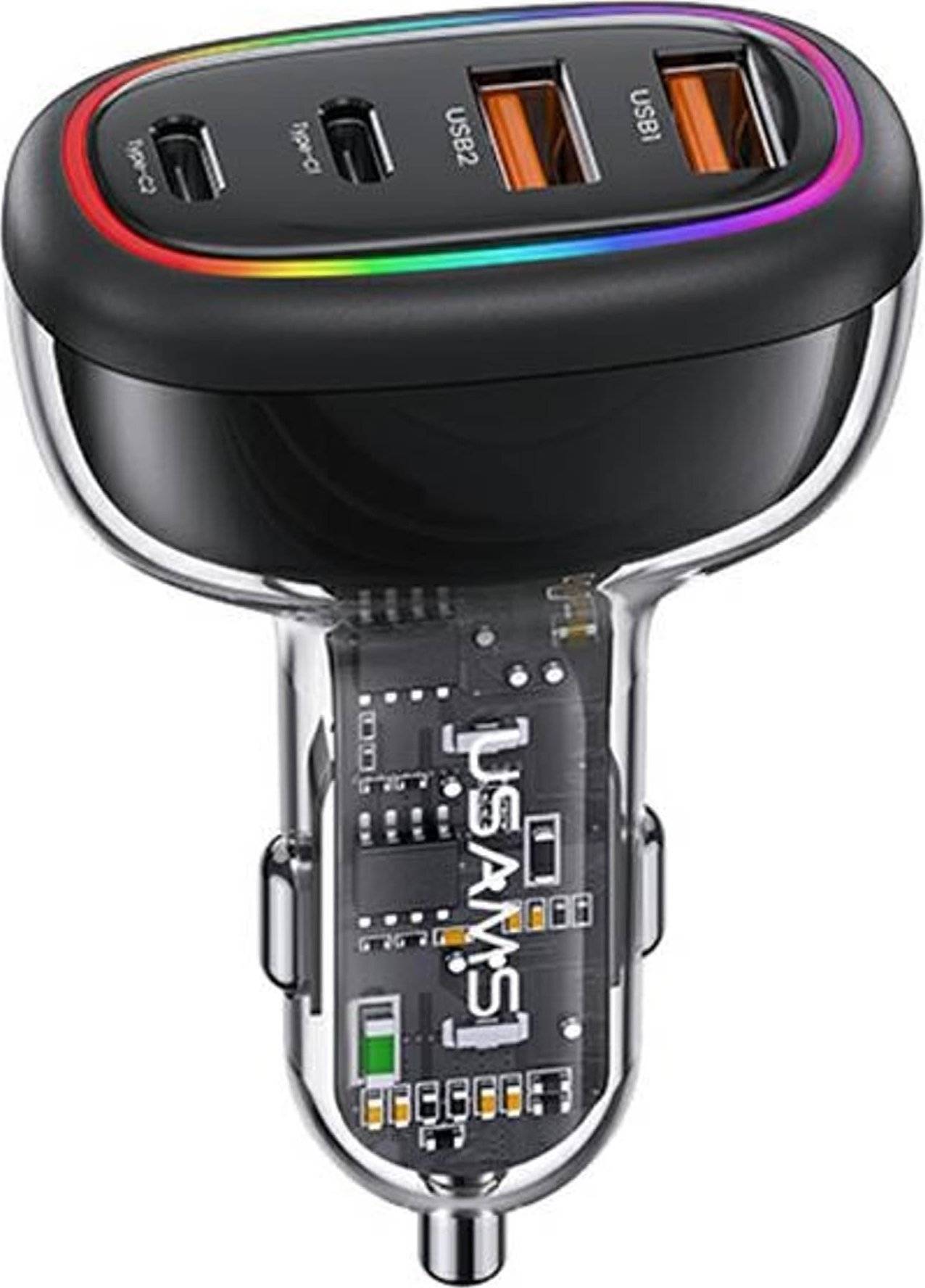 Ładowarka Usams Ładowarka Samochodowa USAMS 2xUSB-C 2xUSB-A C34 120W czarna CC169CC02 (US-CC169)