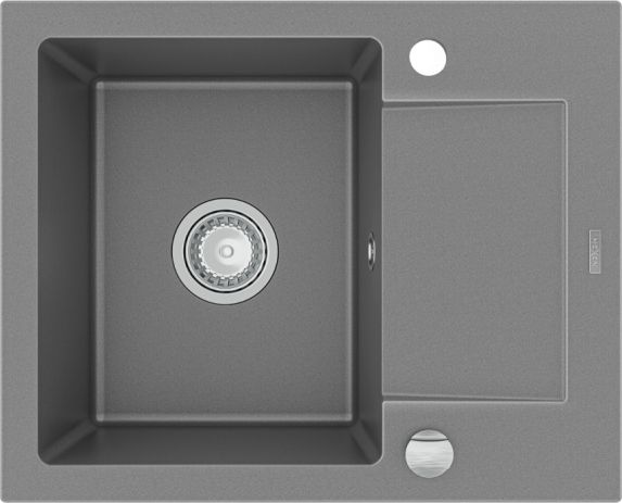 Zlewozmywak Mexen Enzo granitowy 1-komorowy z krótkim ociekaczem 576 x 465 mm, szary - 6506571005-71