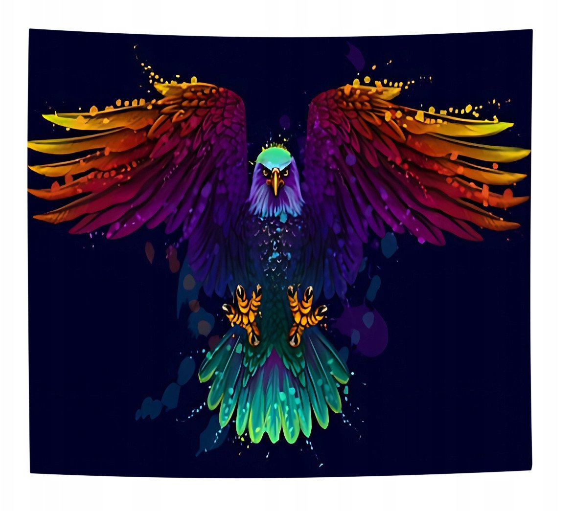 Dekoracja ŚCIENNA UV OBRAZ Fluorescencyjny GOBELIN ODBLASK 150x150cm Orzeł