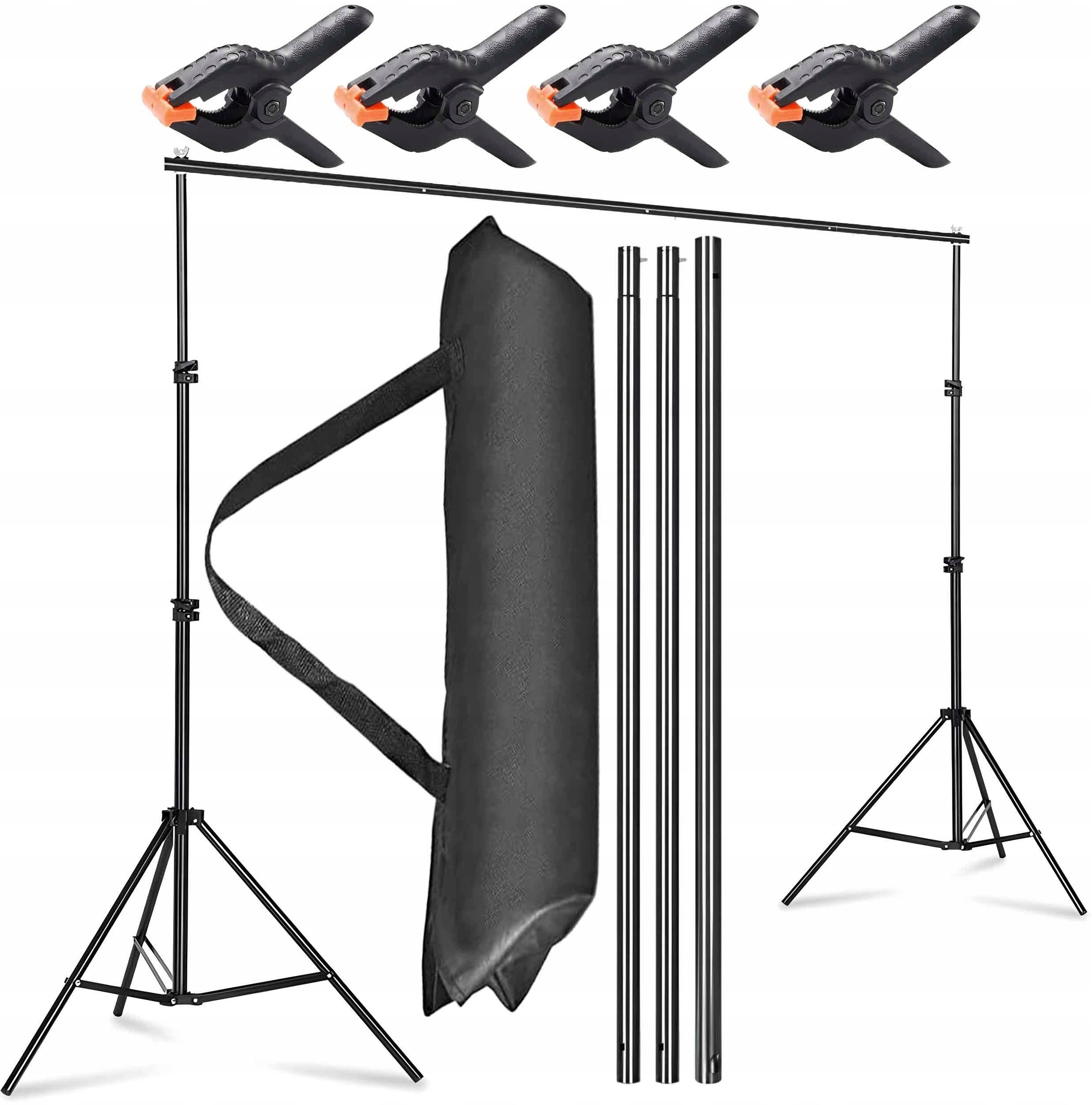 Statyw do Tła Fotograficznego Teł Zestaw do Studia Zaciski Etui 200x200cm