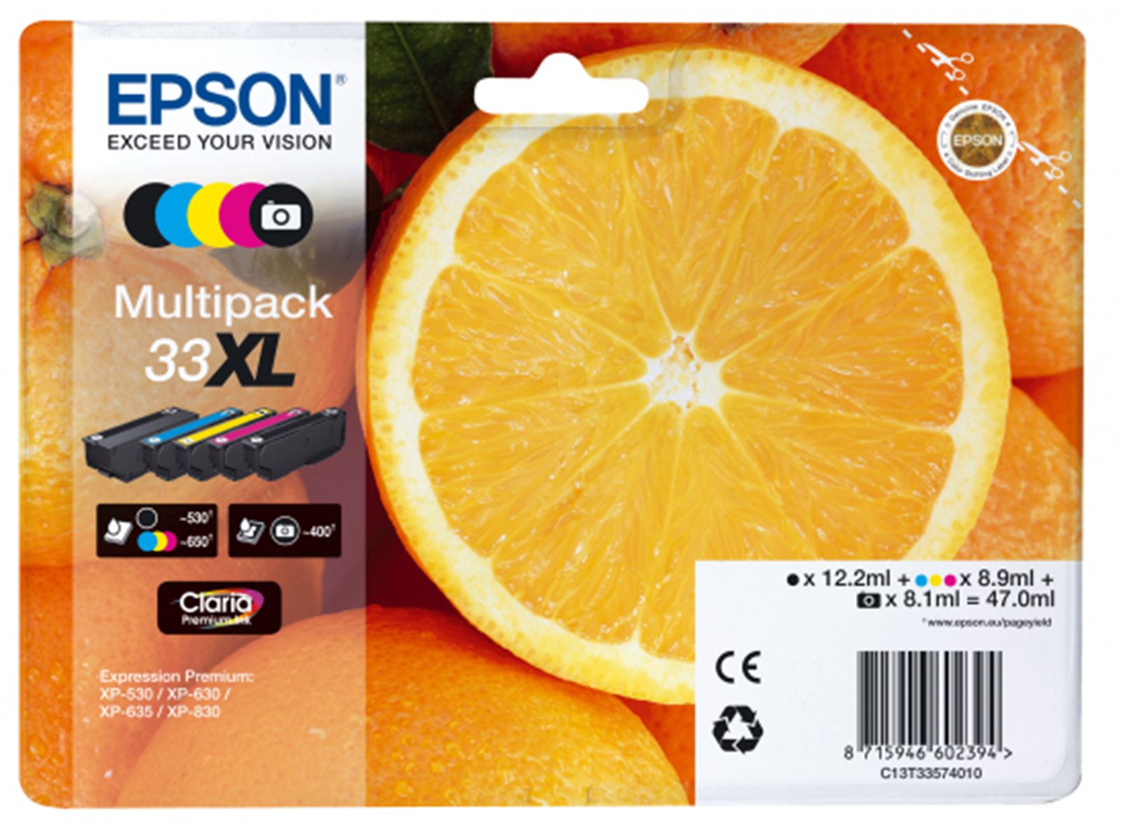 Tusz Epson Oryginalny zestaw tuszy 33 XL Multipack, CMYK (C13T33574011)