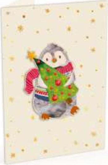 Cozywood Karnet C6 naklejany + kop. Święta Pingwinek