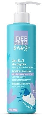 IDEE DERM Baby Żel 3w1 do mycia twarzy ciała i włosów 400 ml