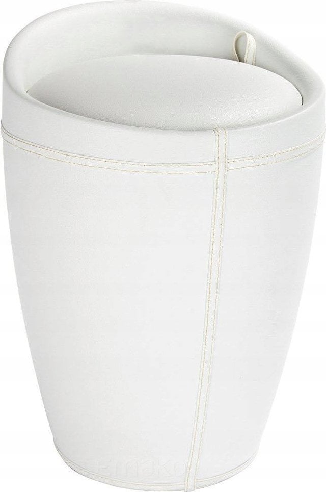 Wenko Skórzana pufa CANDY WHITE - kosz na pranie, 2 w 1, WENKO