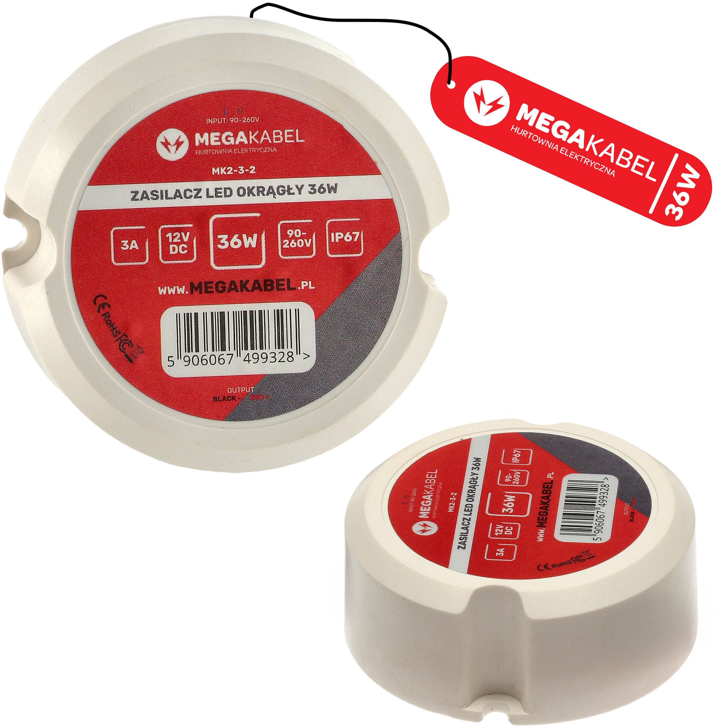 Zasilacz LED do puszki 60mm 36W 230V ZY-36-CE MK MEGAKABEL