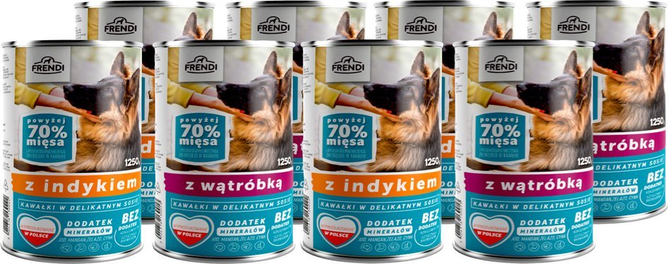 Frendi Frendi kawałki w delikatnym sosie z indykiem i wątróbką mix smaków 16x1250g