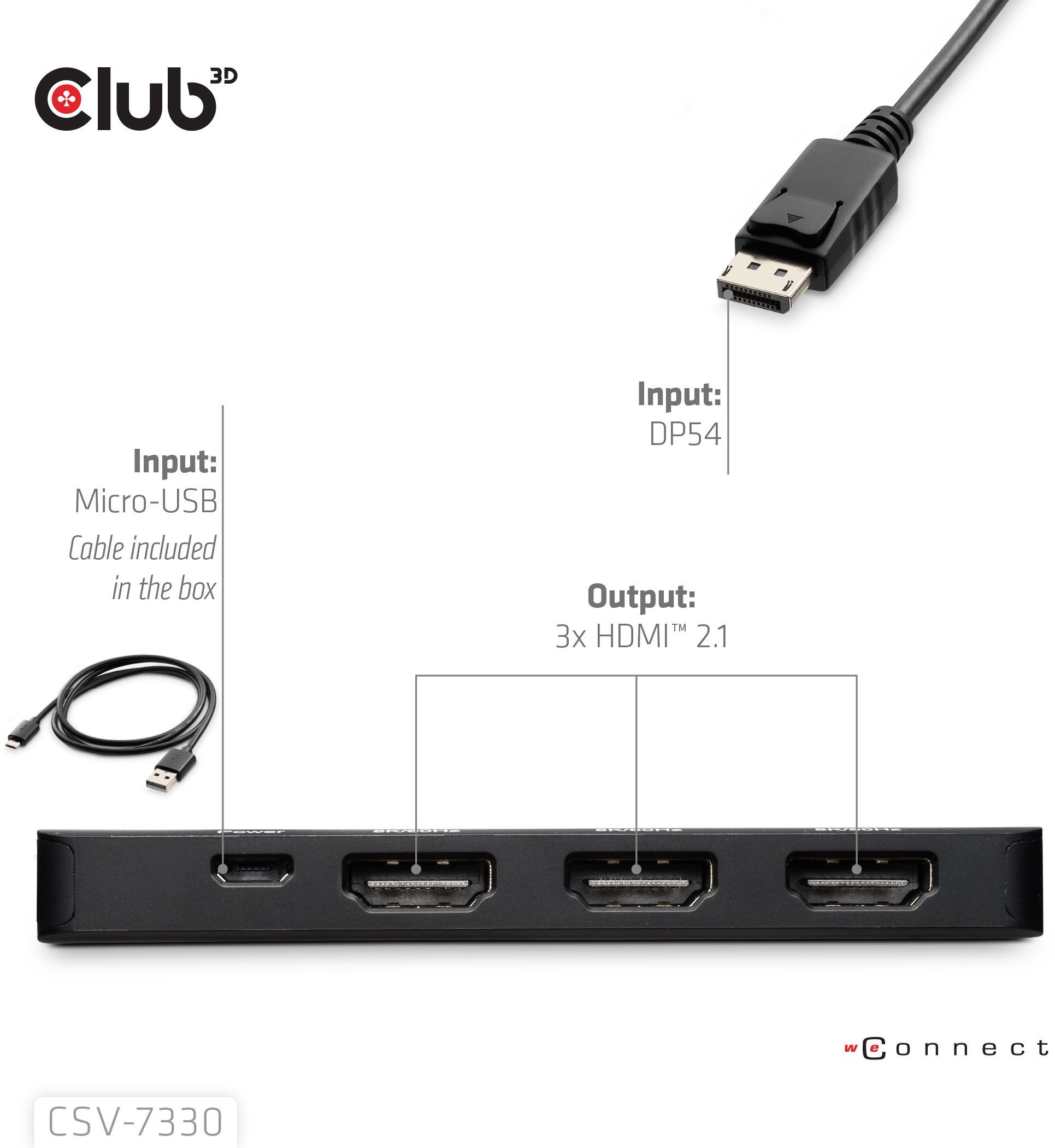 CLUB3D CSV-7330 huby i koncentratory DisplayPort