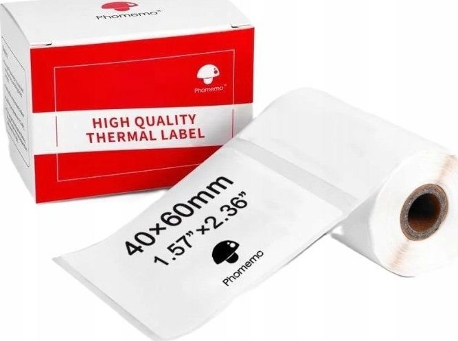 Phomemo Papier Przylepny Naklejki 40x60mm Biały 1x Rolka do Phomemo M110 M120 M200 M220 M221 / XP-4060-130