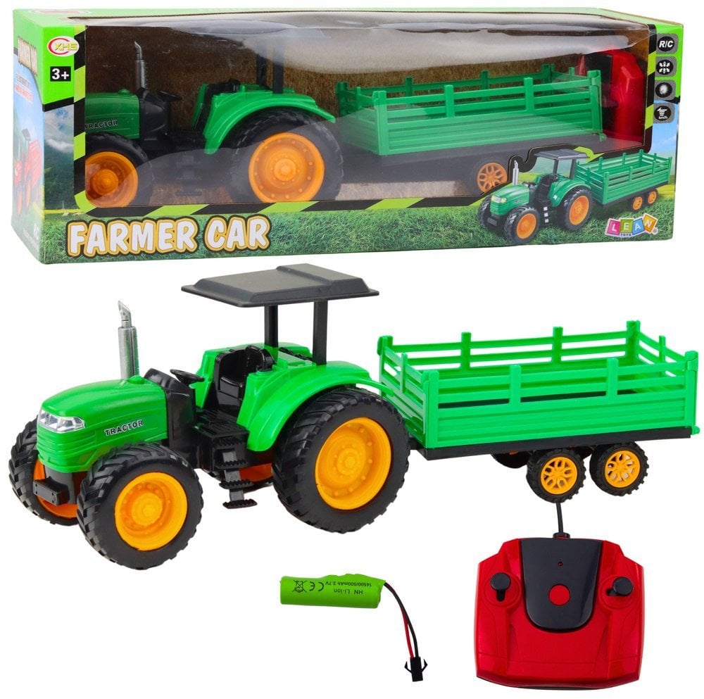 Traktor Farmerski Z Przyczepą Zdalnie Sterowany RC Zielony LEAN Toys