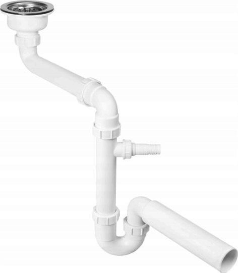 Syfon Syfon zlewozmywakowy rurowy 11/2x113mm z podłączeniem do pralki z przestrzenią pod zlewem