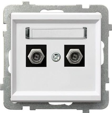 Ospel Gniazdo antenowe Sonata typu F podwójne biały (GPA-2RF/m/00)