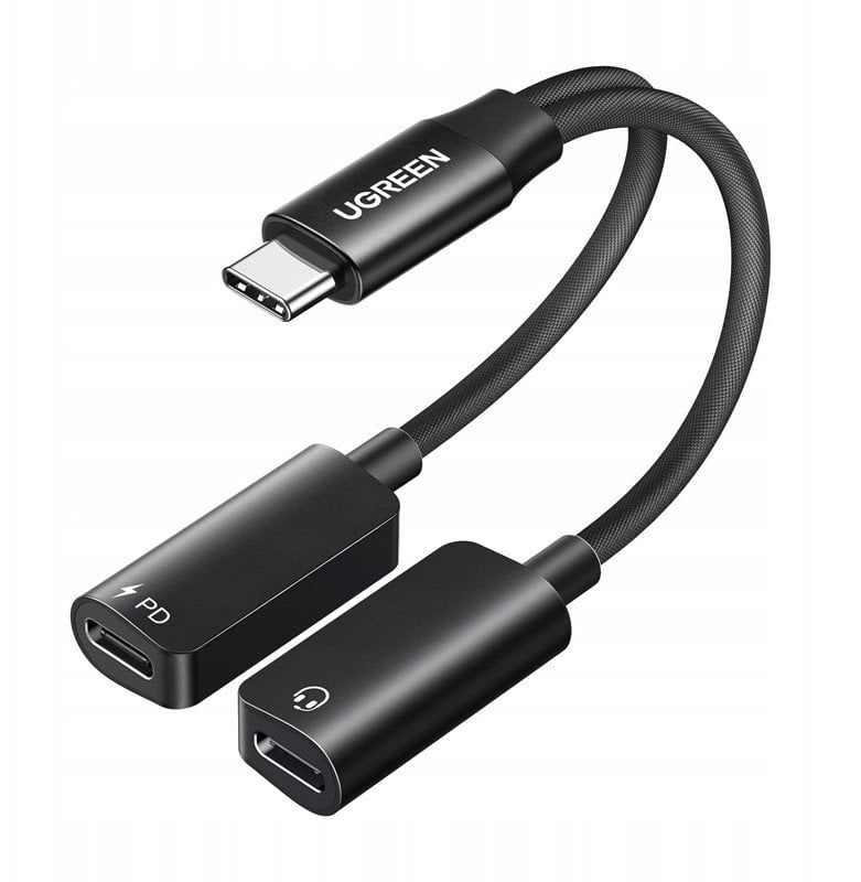 Karta dźwiękowa Ugreen CM821, USB-C do 2x USB-C (czarna)