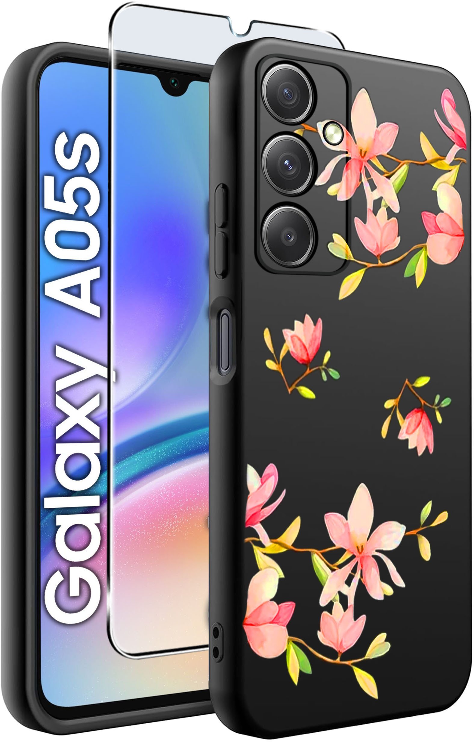 ETUI do Samsung A05s WZORY | SILIKONOWE MATT CASE + SZKŁO 9H