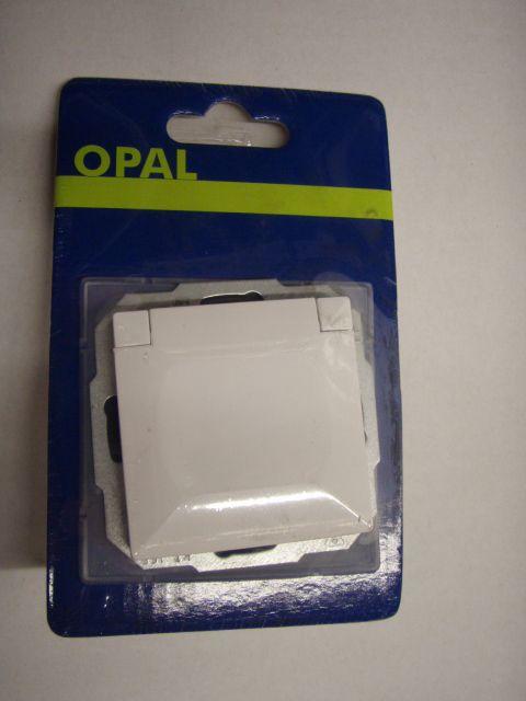 Abex Gniazdo z uziemieniem i klapką opal/perła białe