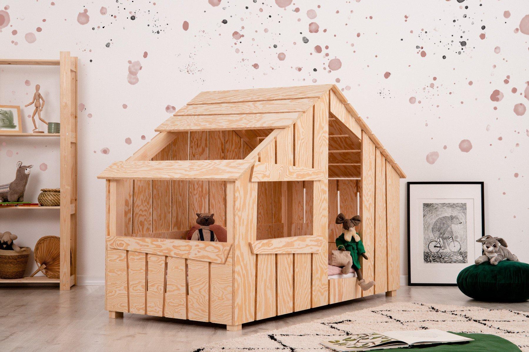 ADEKO STOLARNIA Łóżko dziecięce domek FRED 90x200 sosna