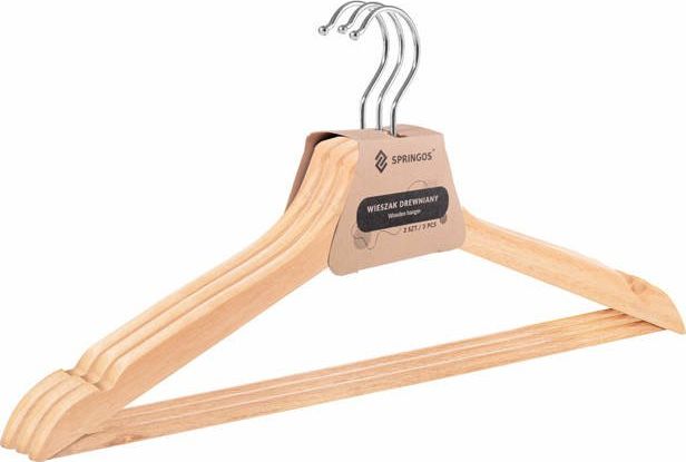 Springos Wieszaki na ubrania drewniane zestaw 3 szt. UNIWERSALNY