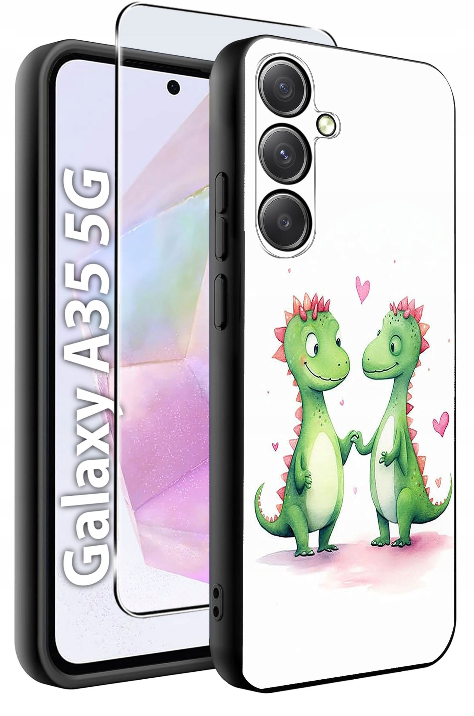 ETUI do Samsung A35 5G WZORY | SILIKONOWE MATT CASE + SZKŁO HARTOWANE 9H