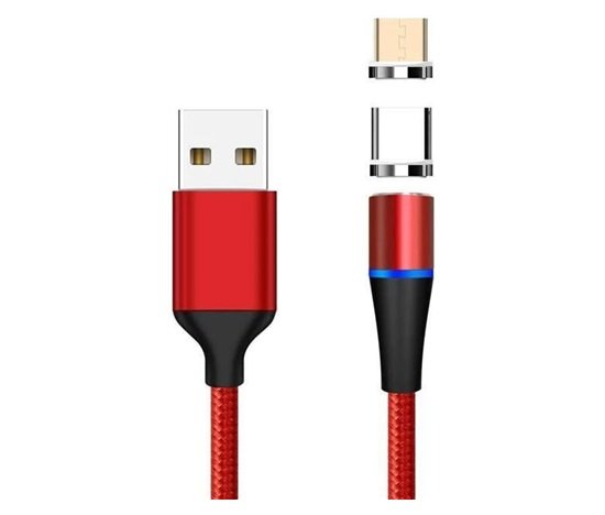 Kabel USB PremiumCord USB-A - microUSB + USB-C 1 m Czerwony (ku2m1fgr)