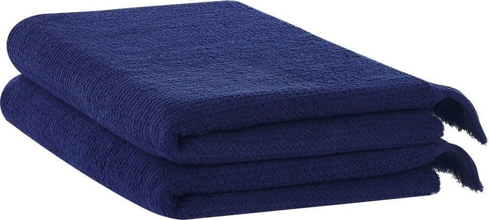 Beliani Komplet 2 ręczników bawełnianych frotte niebieski ATIU