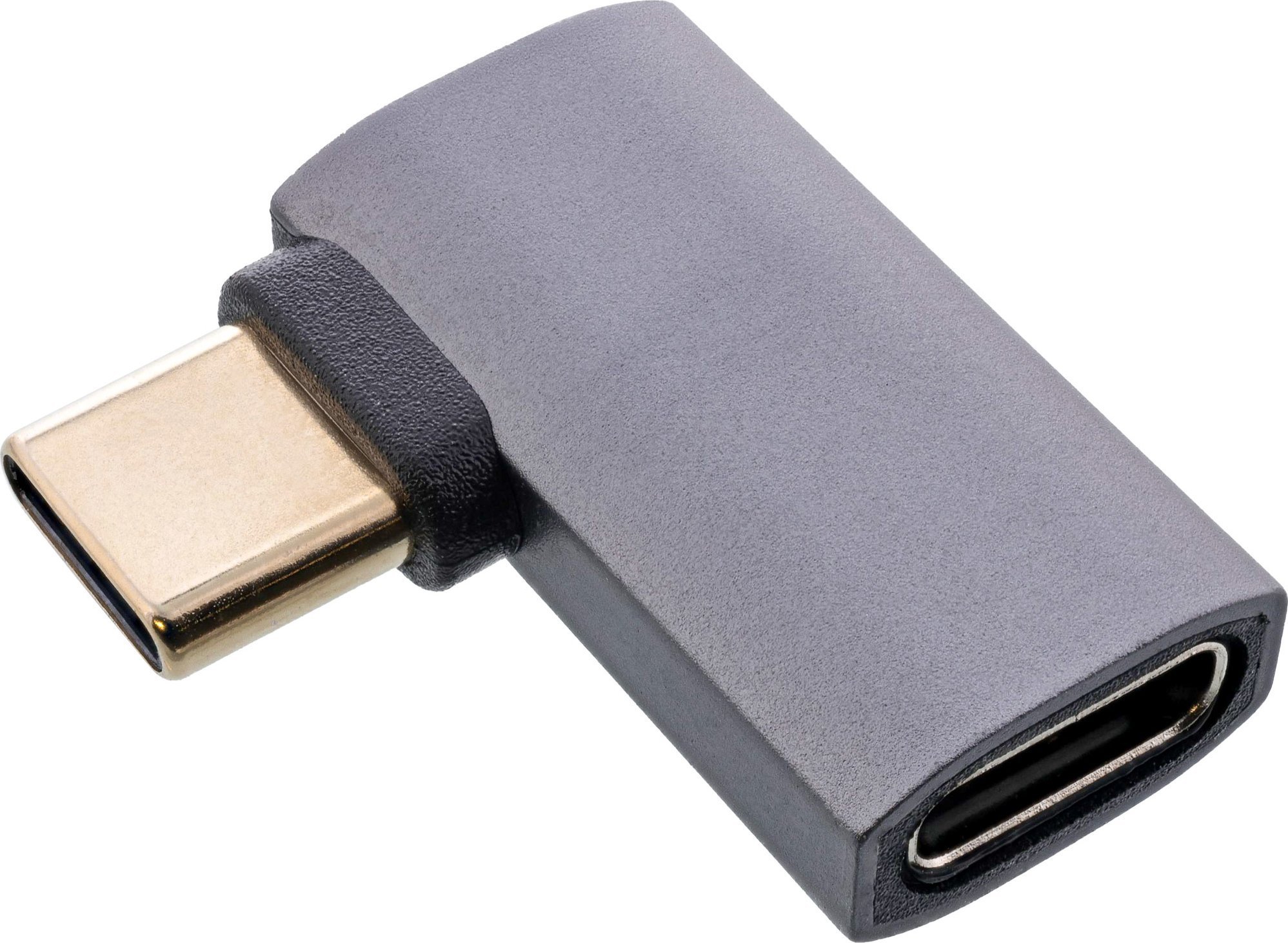 InLine® USB4 Adapter, USB-C Stecker/Buchse rechts/links gewinkelt, Alu, grau