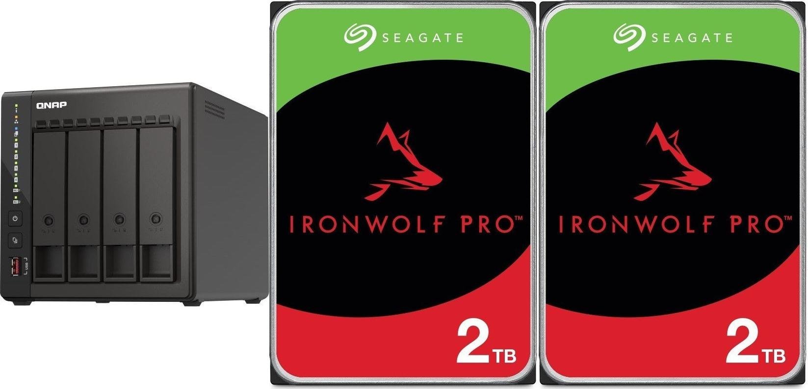 Serwer plików Qnap TS-453E-8G + 2x Seagate IronWolf 2TB (ST2000VN003)