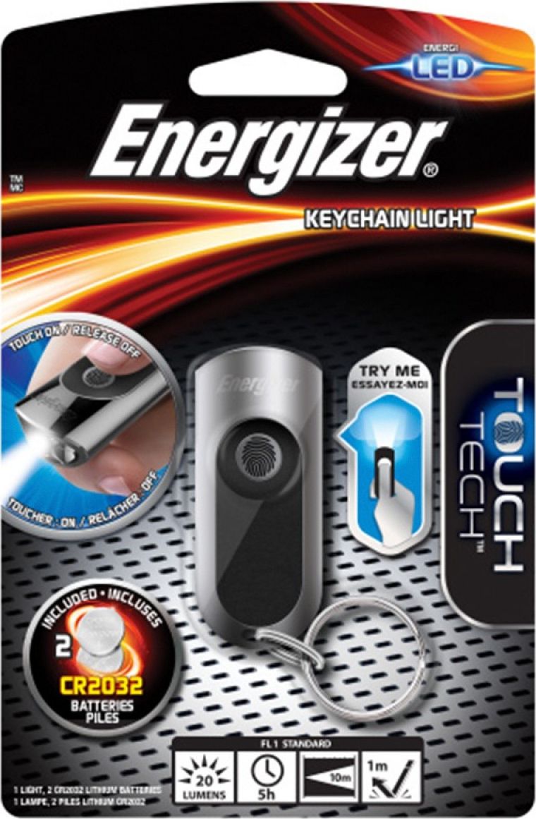 Latarka Energizer Latarka ENERGIZER Keychain Led + 2szt. baterii CR2032, srebrna