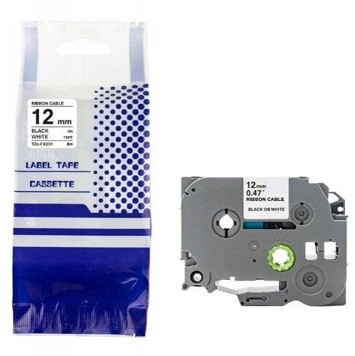 Taśma BROTHER TZE-FX231 12mm x 8m czarny na białym zamiennik