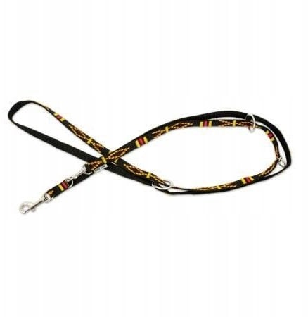 Smycz dla psa, wzór etniczny, regulowana, taśma polipropylenowa, 16mm/220cm czarna