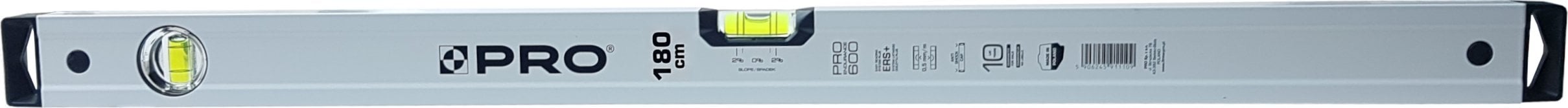 PRO POZIOMICA BIAÅA WSKAÅ¹NIK POZIOMU I PIONU SPADEK 2% 180 CM