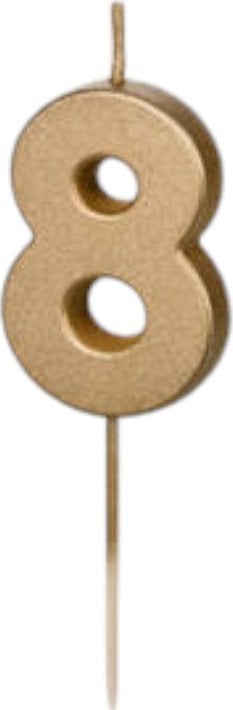 Świeczka urodz.Cyferka 8 4,5cm złoty 32378