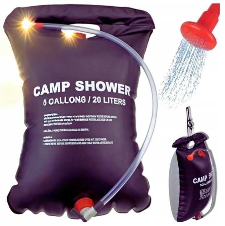 Prysznic Turystyczny Kempingowy Mobilny Prysznic Solarny 20L + Akcesoria