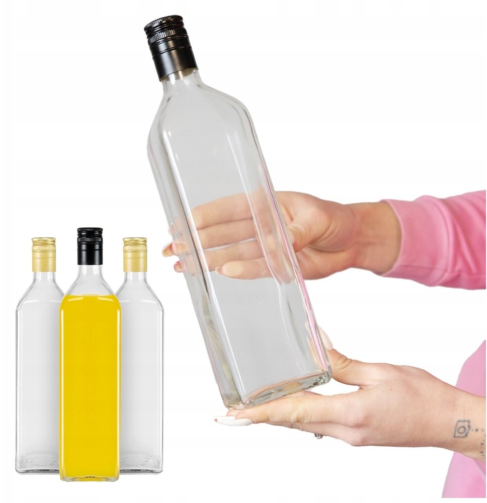 40x Butelka MARASCA BEZBARWNA 1l na oliwę nalewki ocet syrop sok 1000ml