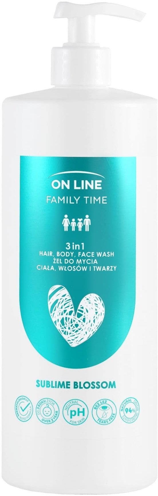 ON LINE Family Time Żel do mycia ciała ,włosów i twarzy 3w1 - Sublime Blossom 850 ml