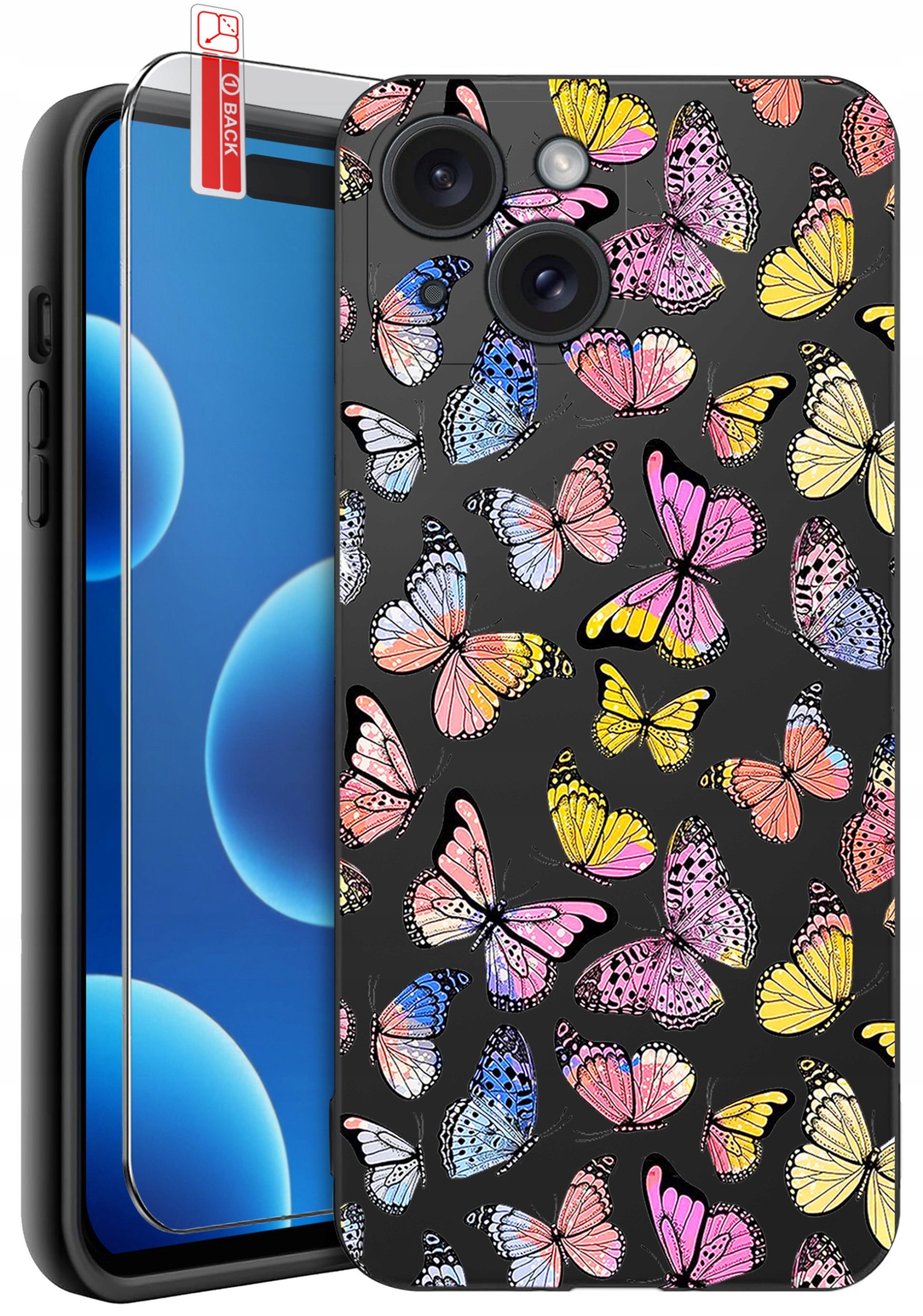 ETUI do iPhone 15 | WZORY | SILIKONOWE MATT CASE + SZKŁO 9H