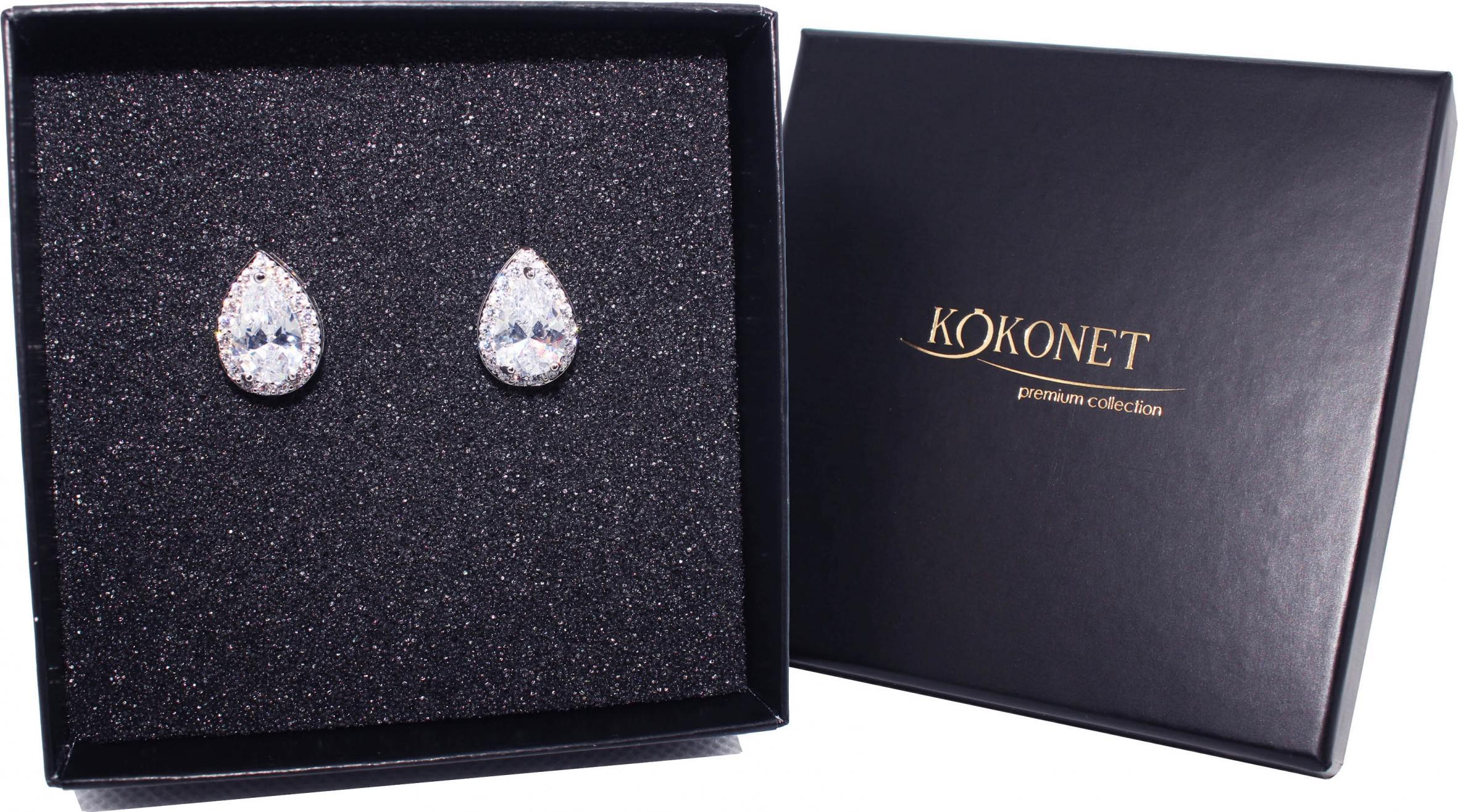 KOKONET KOLCZYKI DELIKATNE ślubne łezka KROPLA srebrne