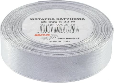 BREWIS Wstążka satynowa BREWIS 25mm/32mm kolor 36 srebrny Brewis