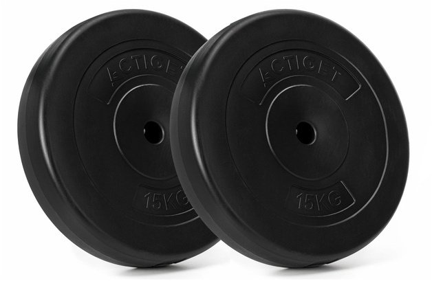 Obciążenie bitumiczne 15 kg 2 szt. talerz kompozytowy 31 mm krążek do sztangi hantli UNIWERSALNY