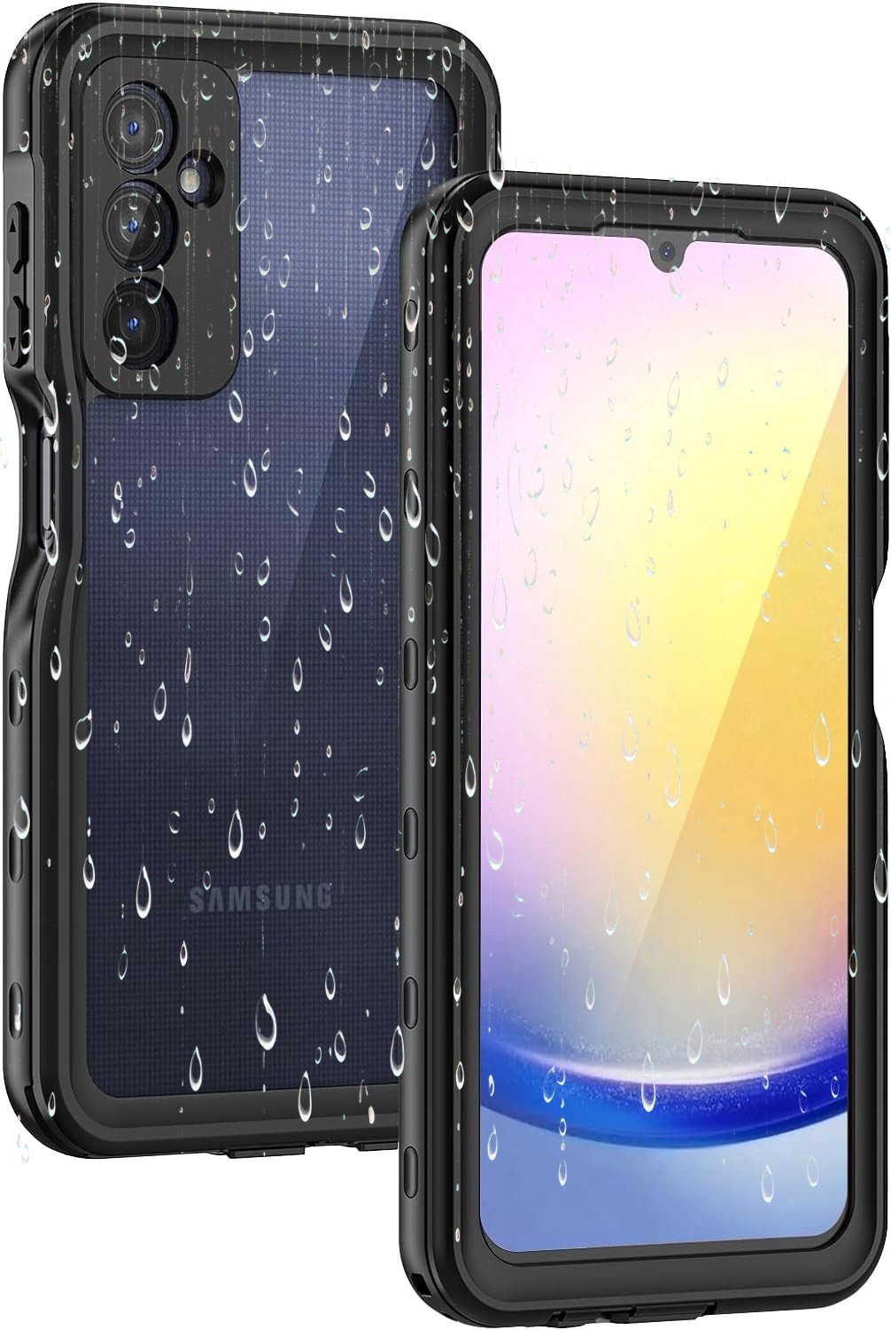 Etui wodoodporne pancerne do Samsung Galaxy A25 5G, przezroczyste z czarną ramką