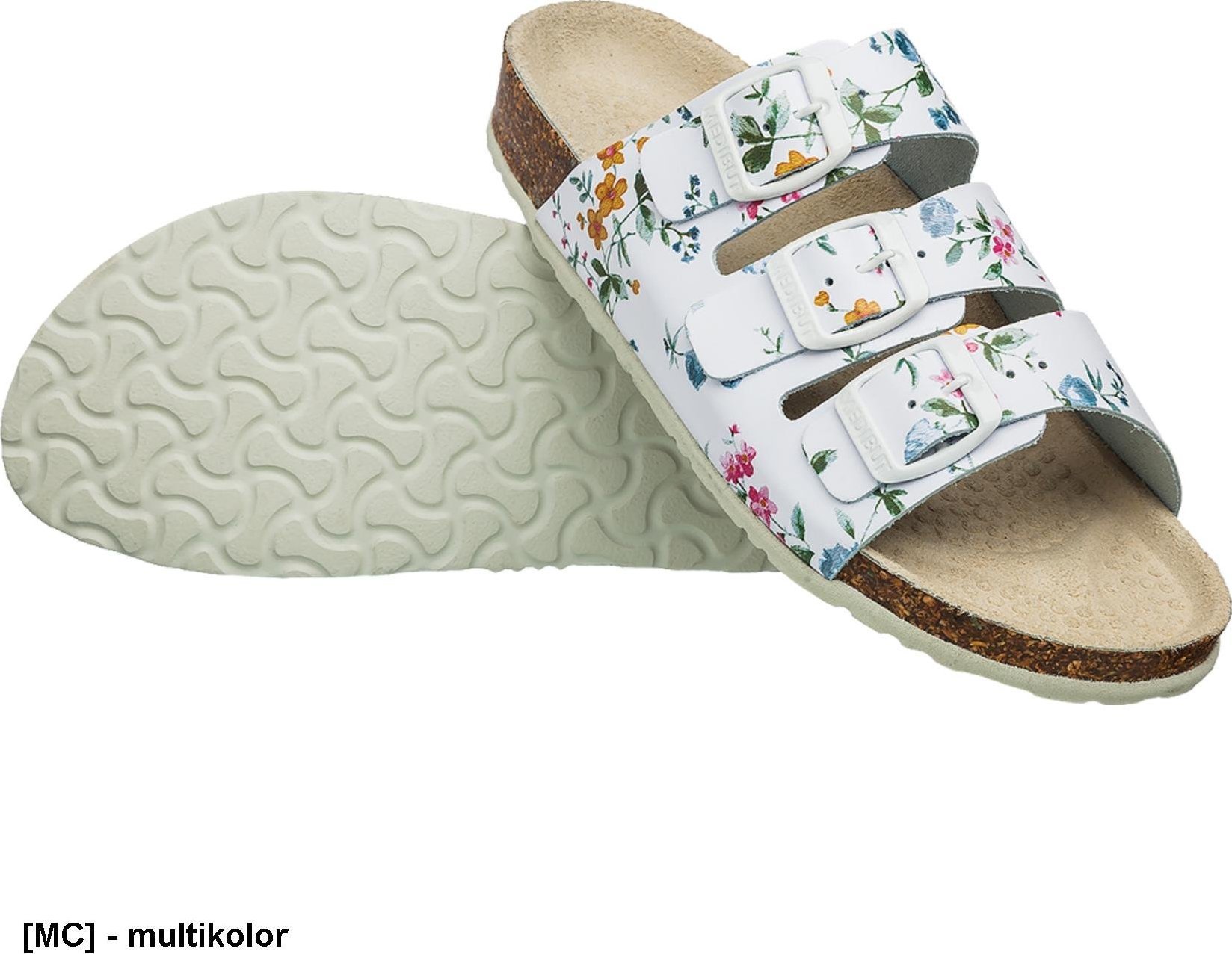 MEDIBUT BMKLAKOR3PAS - obuwie wkład korkowo-gumowy, profil ortopedyczny, skóra z powłoką ułatwiającą mycie i dezynfekcję - 6 koloów - multikolor 42