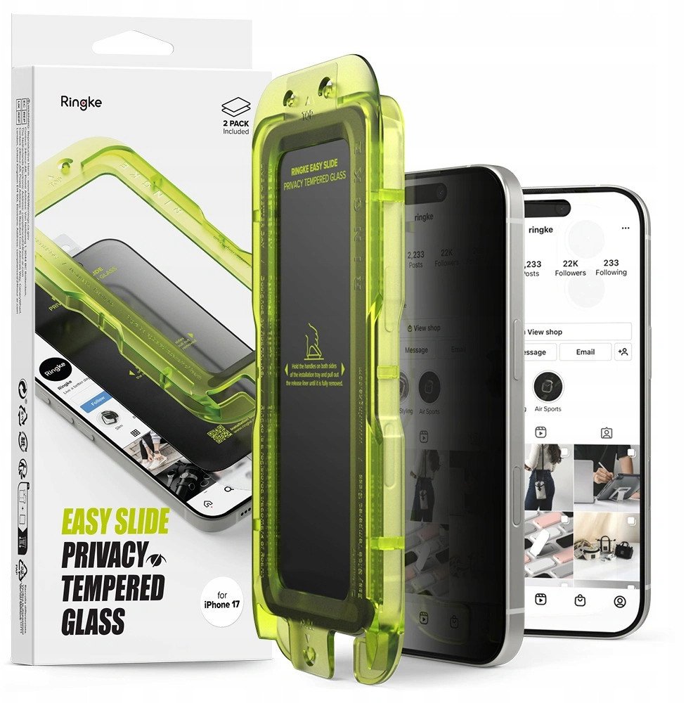 Szkło prywatyzujące Ringke Easy Slide do Apple iPhone 17 Privacy [2 PACK]