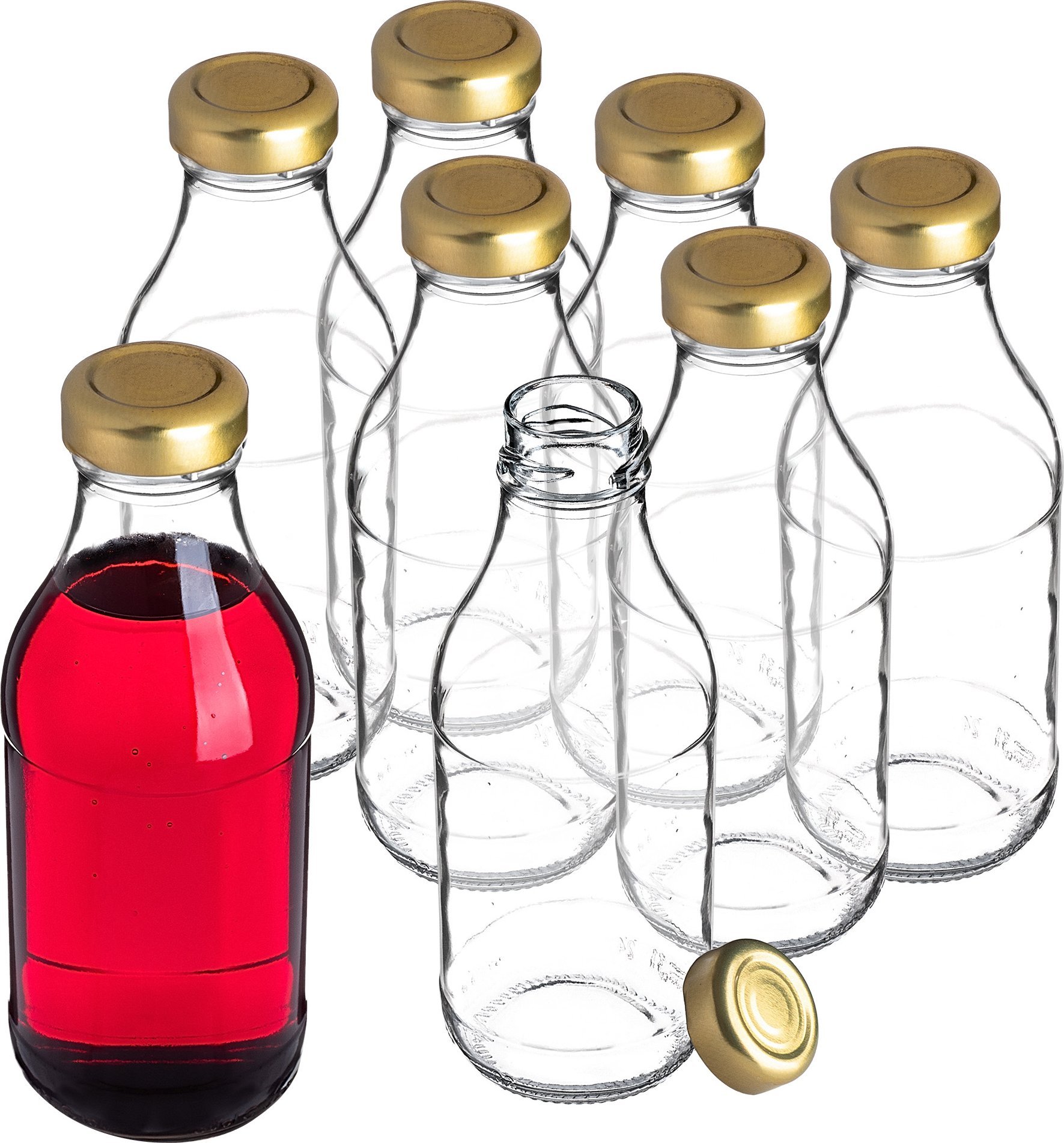 KADAX Butelka Szklana Soczek 330ml Z Zakrętką Na Sok Butelki Na Soki Nalewki 8szt