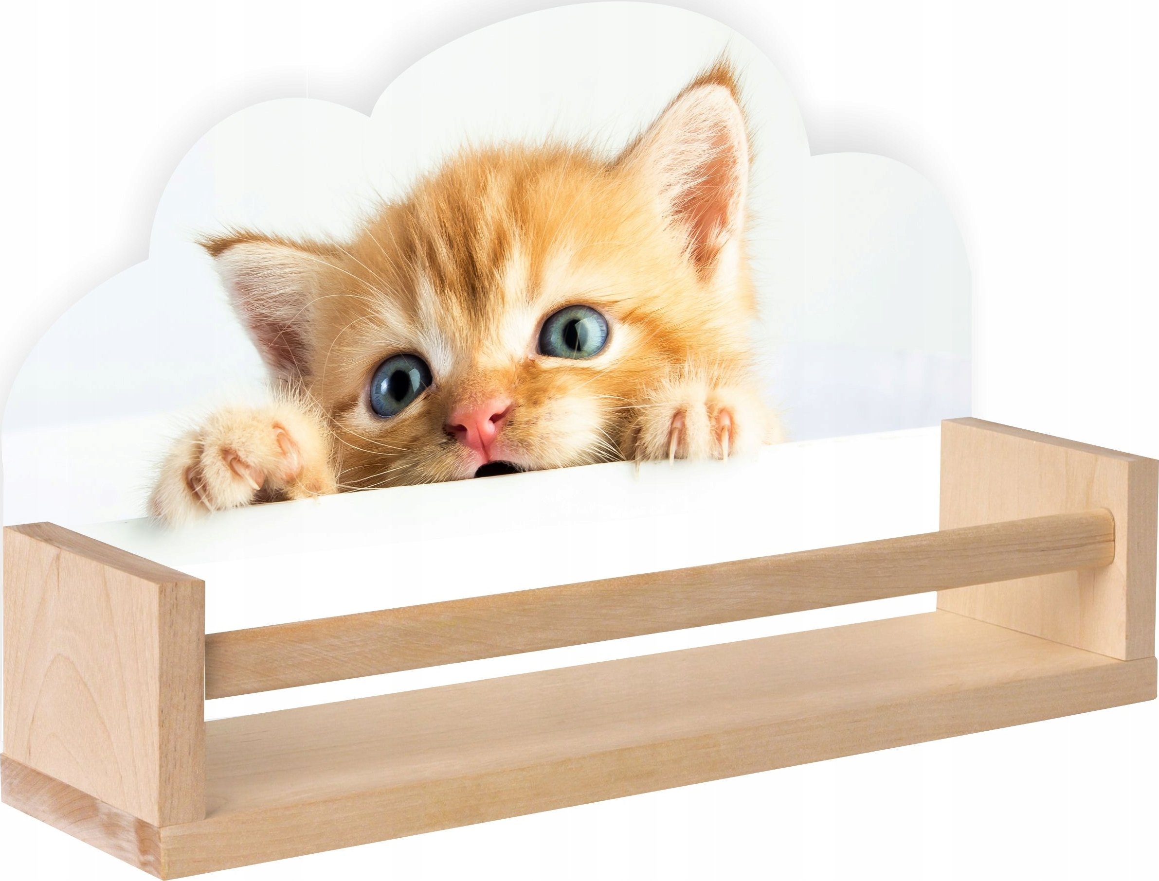 Półka drewniana CHMURKA KOTEK słodziak PDK1