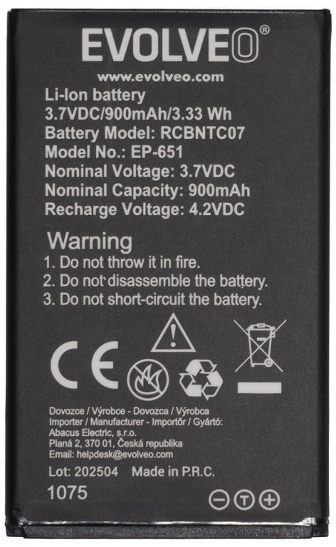EVOLVEO originální baterie 900 mAh pro EasyPhone XG (EP-650)