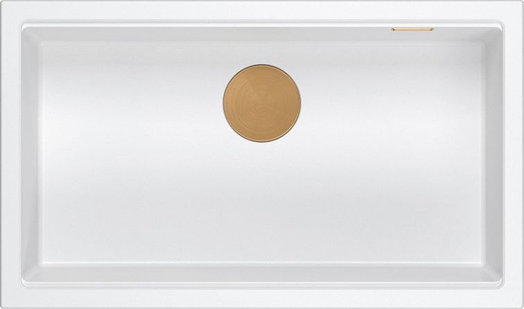 Zlewozmywak GraniteQ LOGAN 110 GraniteQ zlewozmywak snow white 76x44x23,5 cm 1-komorowy wpuszczany z syfonem manualnym miedziany