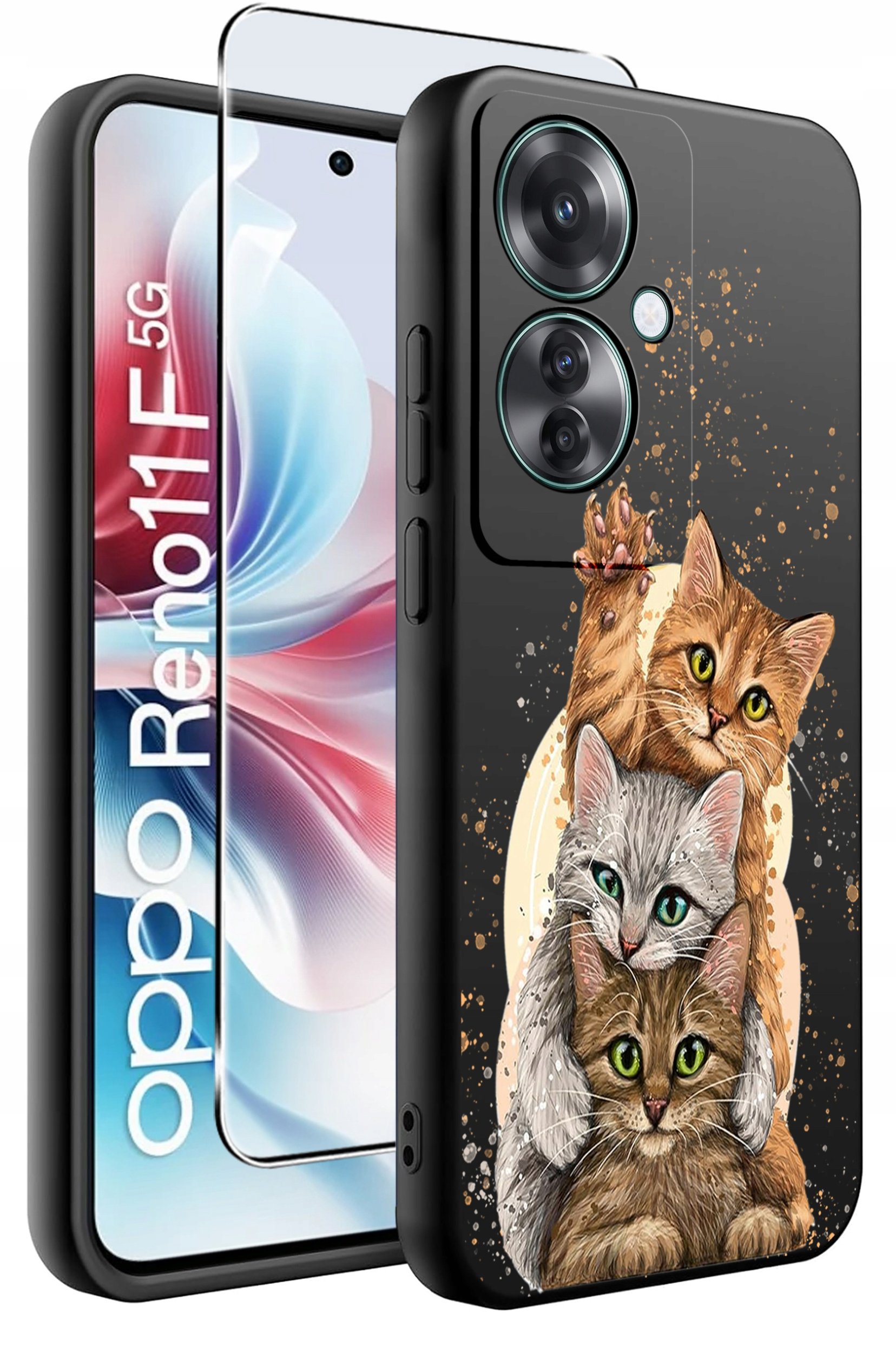 ETUI do Oppo Reno11 F 5G WZORY | SILIKONOWE MATT CASE + SZKŁO HARTOWANE 9H