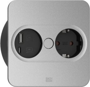 Bachmann BACHMANN TWIST 2 1xCEE7/3 1xUSB A/C 22W 0.2m GST18 srebrny kwadratowy
