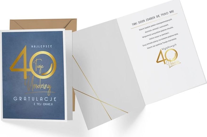 KUKARTKA Karnet 40 Urodziny, popielate V-011